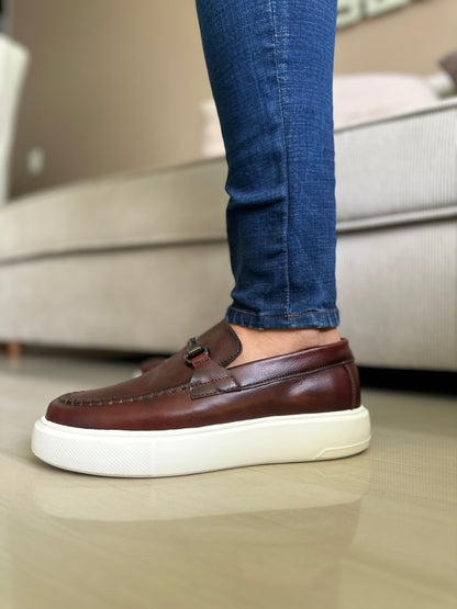 MOCASINES PARA HOMBRE EN CUERO COÑAC TEJIDO / REF: FLOTER BENEVENTO