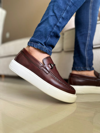 MOCASINES PARA HOMBRE EN CUERO COÑAC TEJIDO / REF: FLOTER BENEVENTO