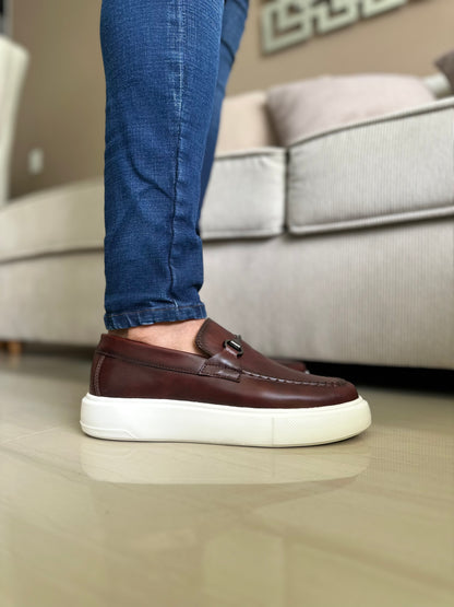 MOCASINES PARA HOMBRE EN CUERO COÑAC TEJIDO / REF: FLOTER BENEVENTO