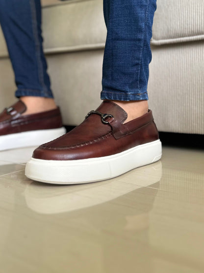 MOCASINES PARA HOMBRE EN CUERO COÑAC TEJIDO / REF: FLOTER BENEVENTO