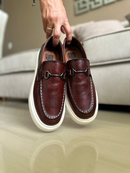 MOCASINES PARA HOMBRE EN CUERO COÑAC TEJIDO / REF: FLOTER BENEVENTO