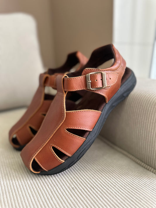 SANDALIA PARA HOMBRE EN CUERO MIEL | REF: FRANCISCO 605