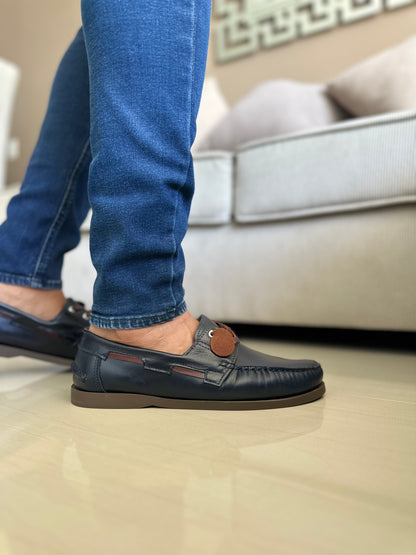 MOCASINES EN CUERO LISO AZUL HOMBRE REF: ANDREW 731