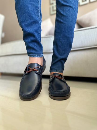 MOCASINES EN CUERO LISO AZUL HOMBRE REF: ANDREW 731
