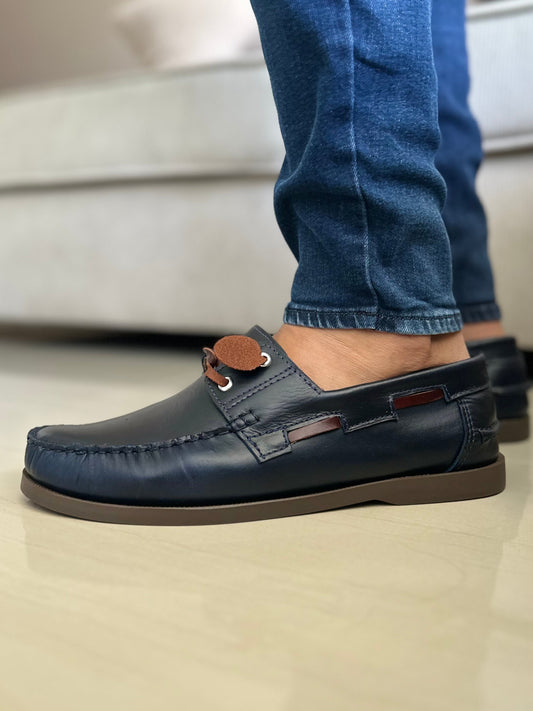 MOCASINES EN CUERO LISO AZUL HOMBRE REF: ANDREW 731