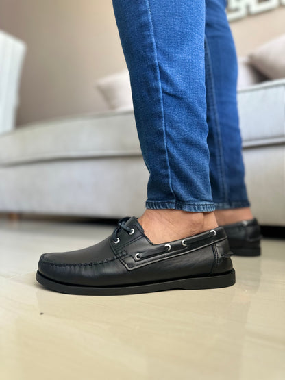 MOCASINES EN CUERO NEGRO PARA HOMBRE REF: ANDREW 731