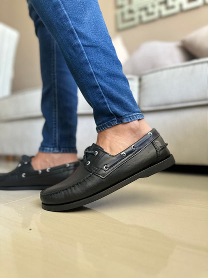MOCASINES EN CUERO NEGRO PARA HOMBRE REF: ANDREW 731