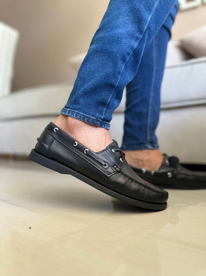 MOCASINES EN CUERO NEGRO PARA HOMBRE REF: ANDREW 731