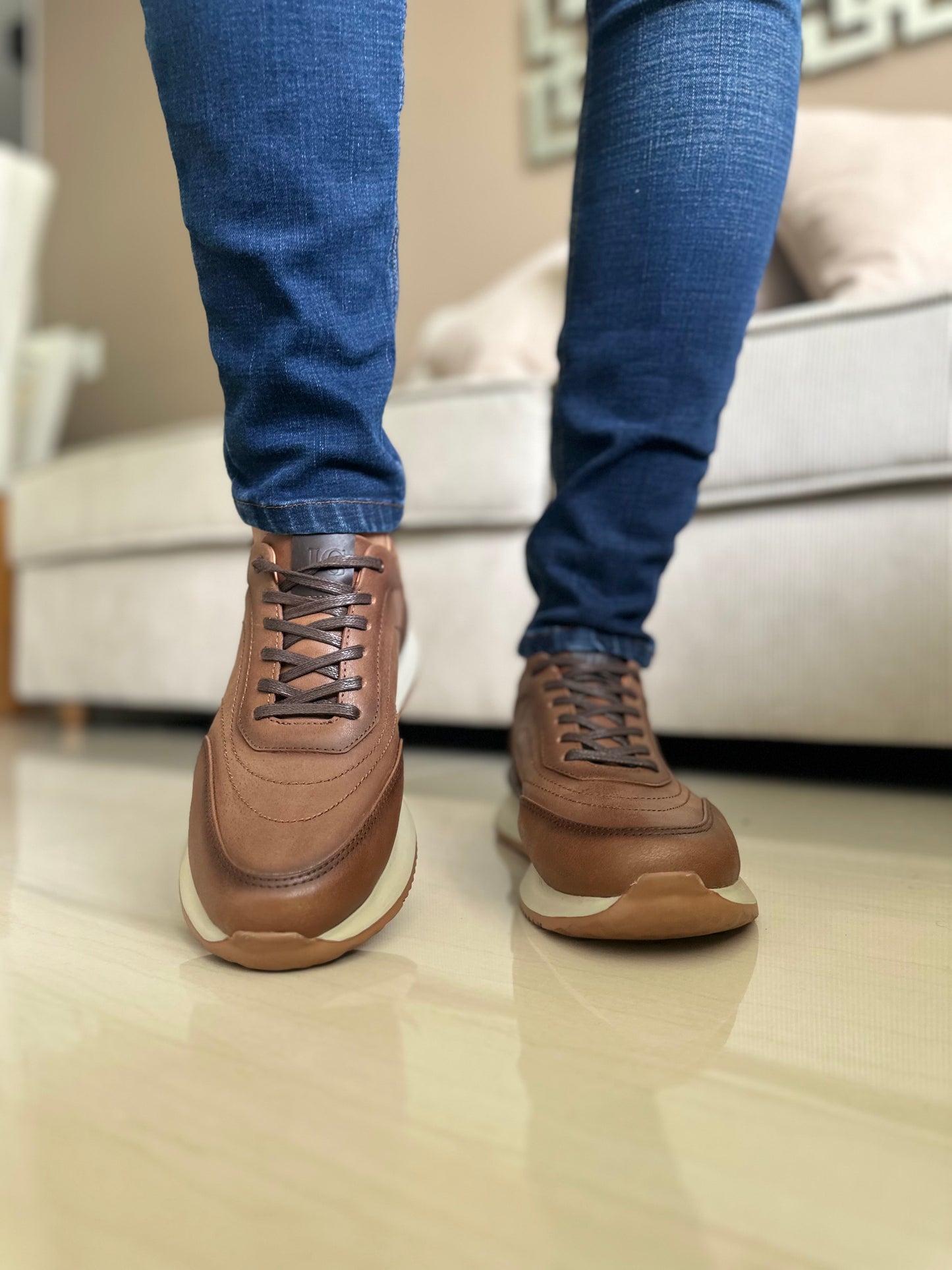 TENIS PARA HOMBRE EN CUERO CREMA | REF PARIS