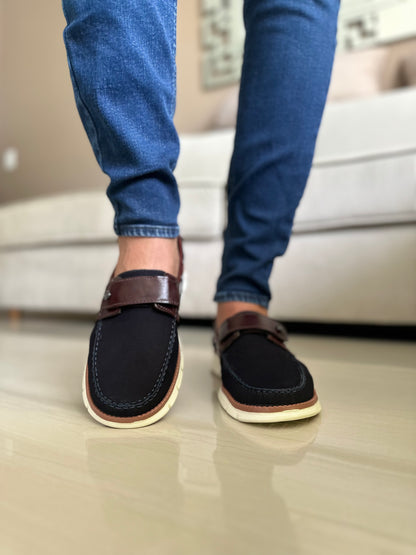 MOCASINES EN CUERO AZUL PARA HOMBRE | REF FERMIN