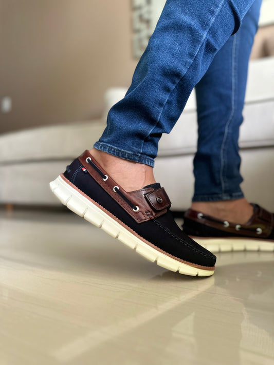 MOCASINES EN CUERO AZUL PARA HOMBRE | REF FERMIN