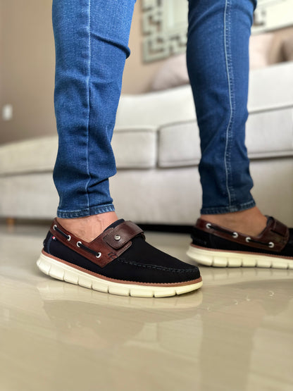 MOCASINES EN CUERO AZUL PARA HOMBRE | REF FERMIN