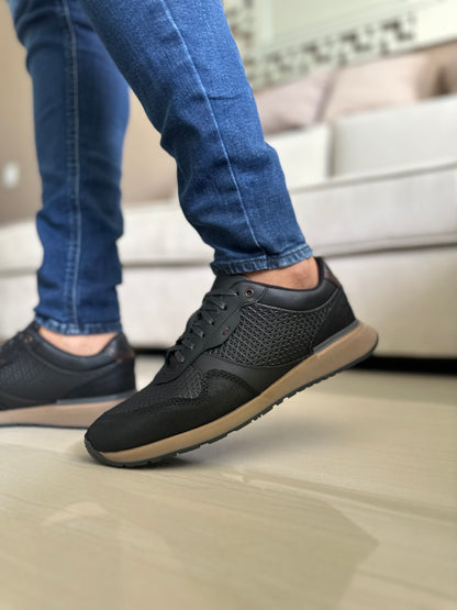 TENIS PARA HOMBRE EN CUERO NEGRO | REF ESMERALDA