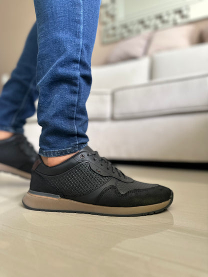 TENIS PARA HOMBRE EN CUERO NEGRO | REF ESMERALDA