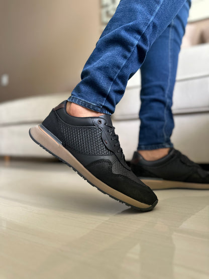 TENIS PARA HOMBRE EN CUERO NEGRO | REF ESMERALDA