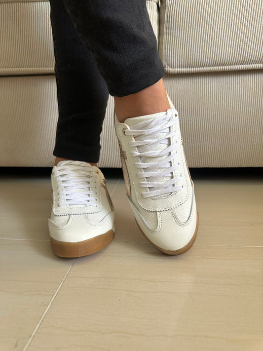 TENIS PARA DAMA EN CUERO BLANCO | REF AURA