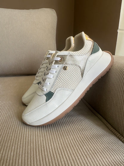 TENIS PARA DAMA EN CUERO BLANCO X VERDE | REF ROSE