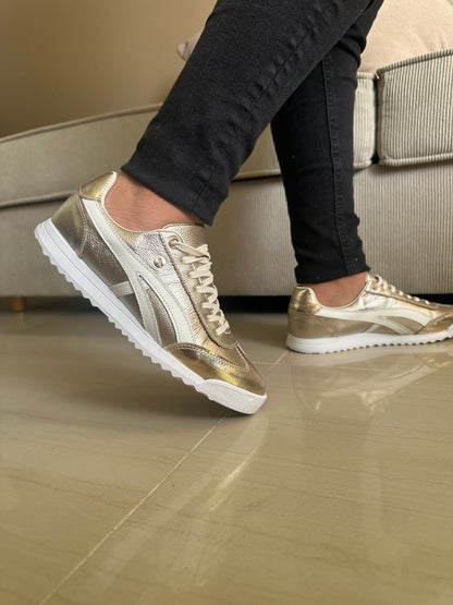 TENIS PARA DAMA EN CUERO DORADO | REF AURA