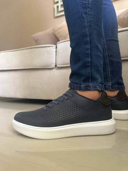 TENIS PARA HOMBRE EN CUERO AZUL REF: BRUSELAS 3202 GLD