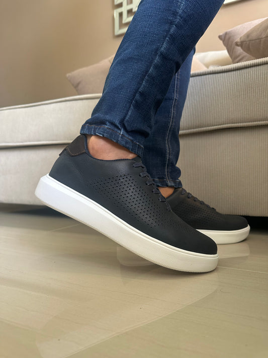 TENIS PARA HOMBRE EN CUERO AZUL REF: BRUSELAS 3202 GLD