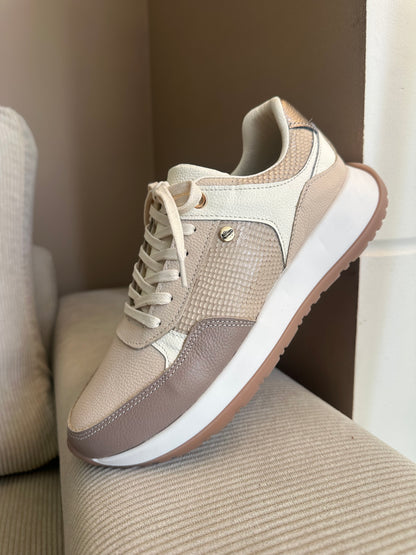 TENIS PARA DAMA EN CUERO CHAMPAGNE | REF ROSE