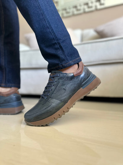 TENIS PARA HOMBRE EN CUERO AZUL | REF VITINHA 3315