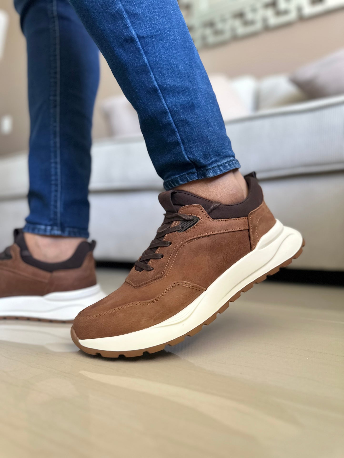TENIS PARA HOMBRE EN CUERO CREMA | REF VALMONTI