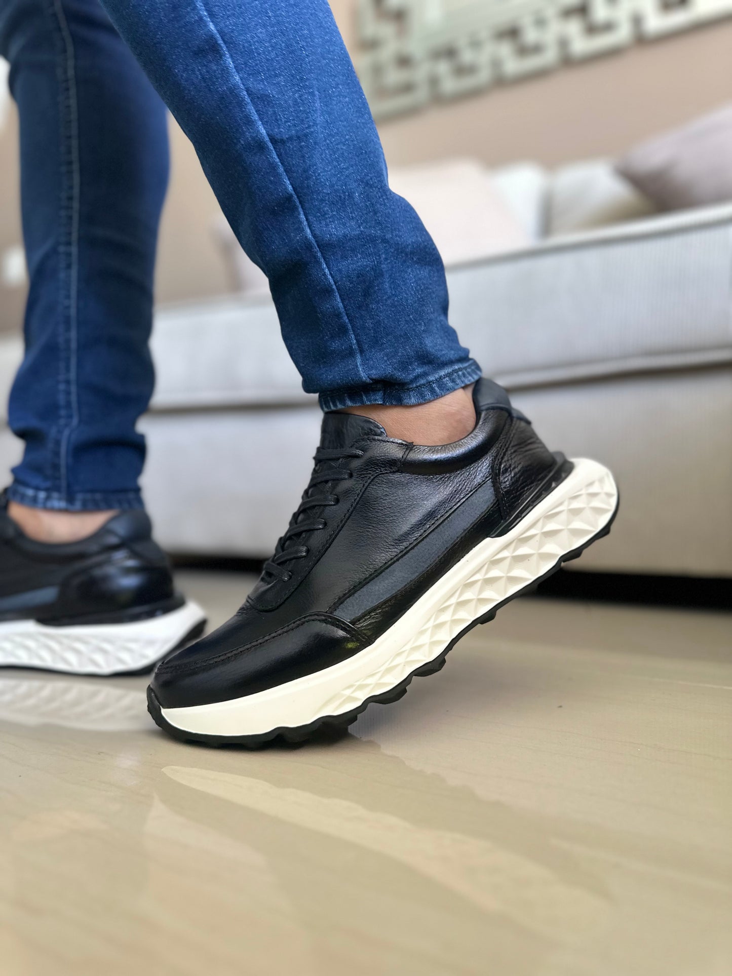 TENIS PARA HOMBRE EN CUERO NEGRO | REF BELMORE