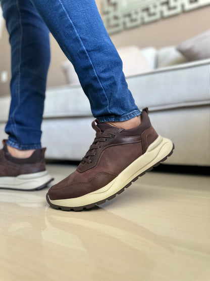 TENIS PARA HOMBRE EN CUERO CAFE | REF VALMONTI