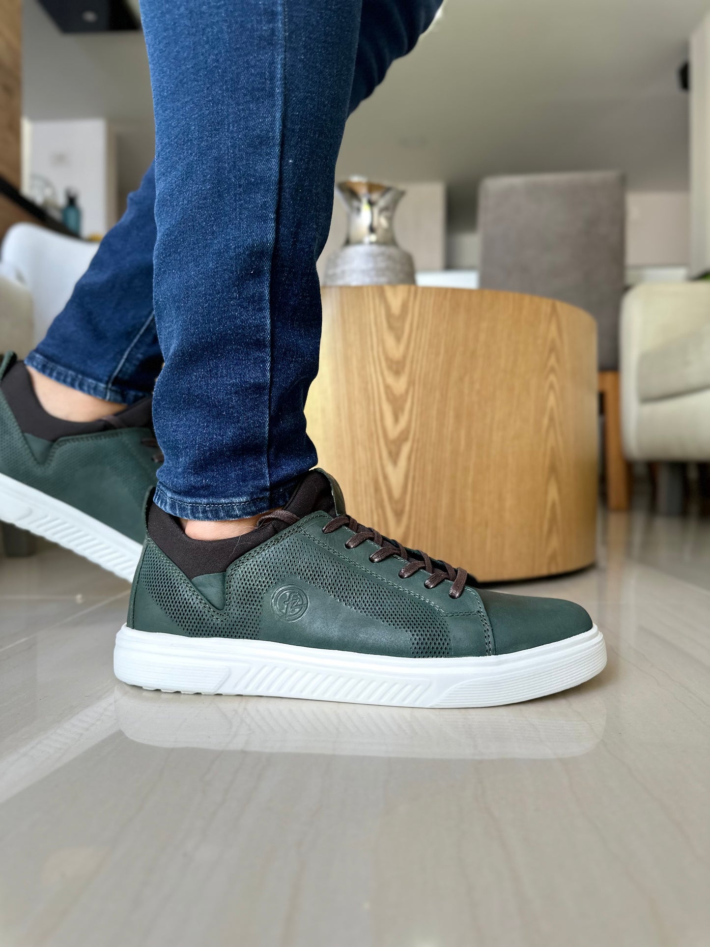 TENIS EVAN EN CUERO VERDE PARA HOMBRE / SPN 3021