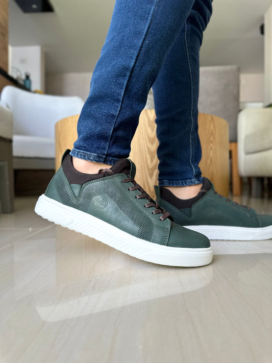 TENIS EVAN EN CUERO VERDE PARA HOMBRE / SPN 3021