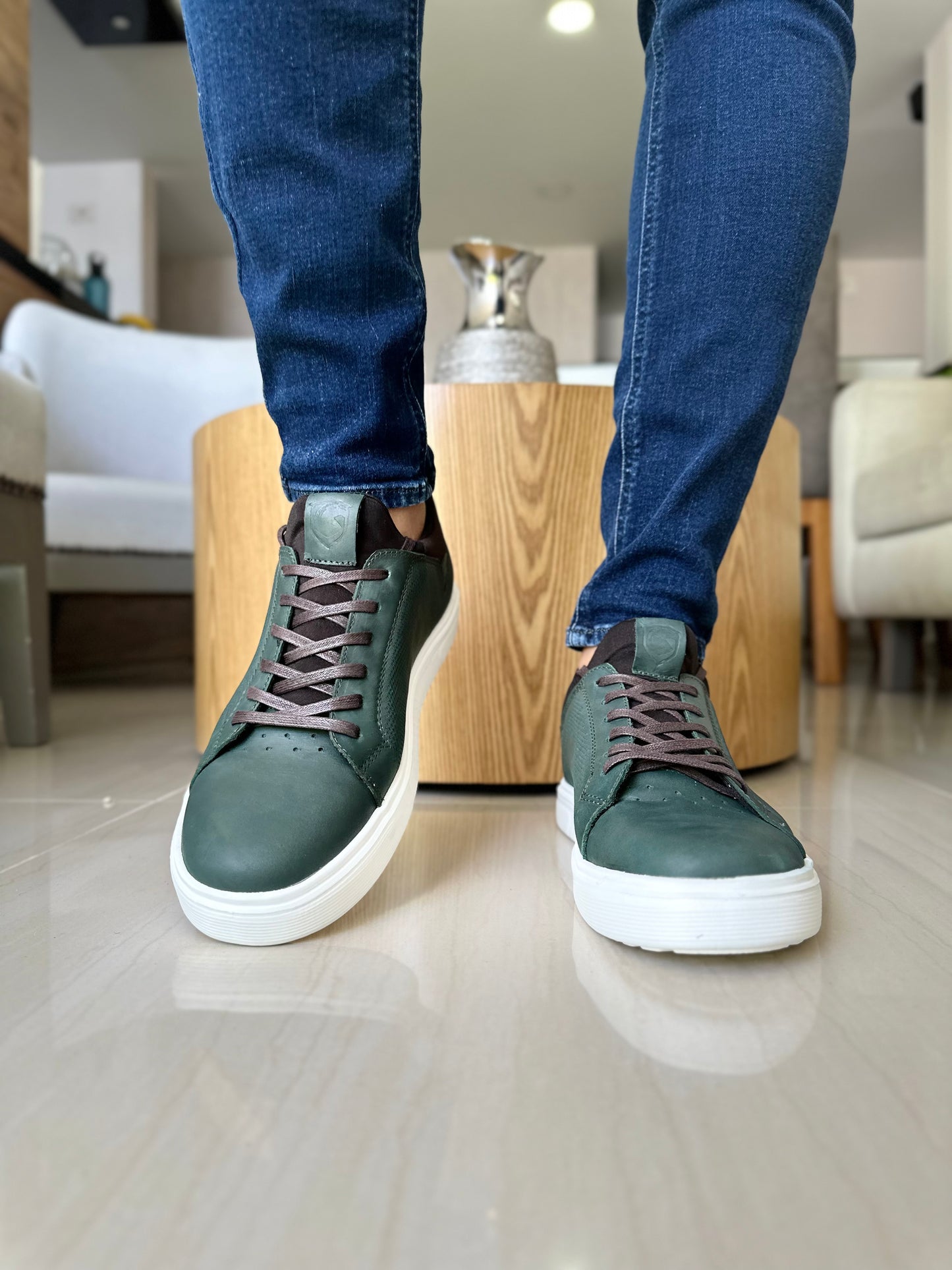 TENIS EVAN EN CUERO VERDE PARA HOMBRE / SPN 3021