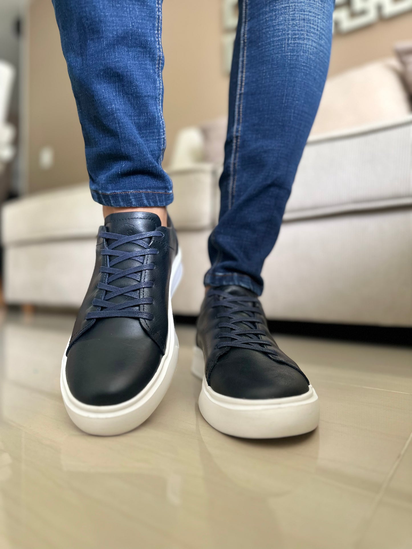 TENIS PARA HOMBRE EN CUERO AZUL | REF NEBRASKA