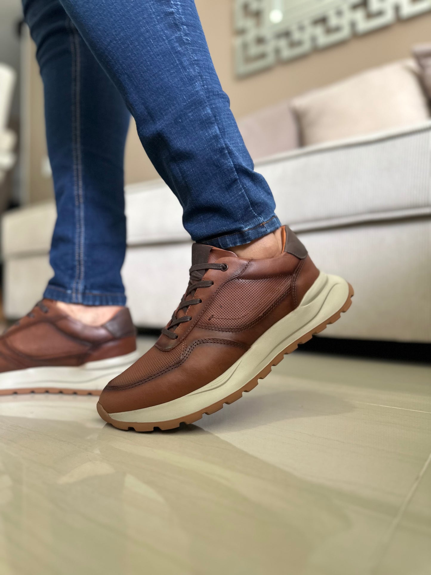 TENIS PARA HOMBRE EN CUERO CREMA | REF DAKOTA