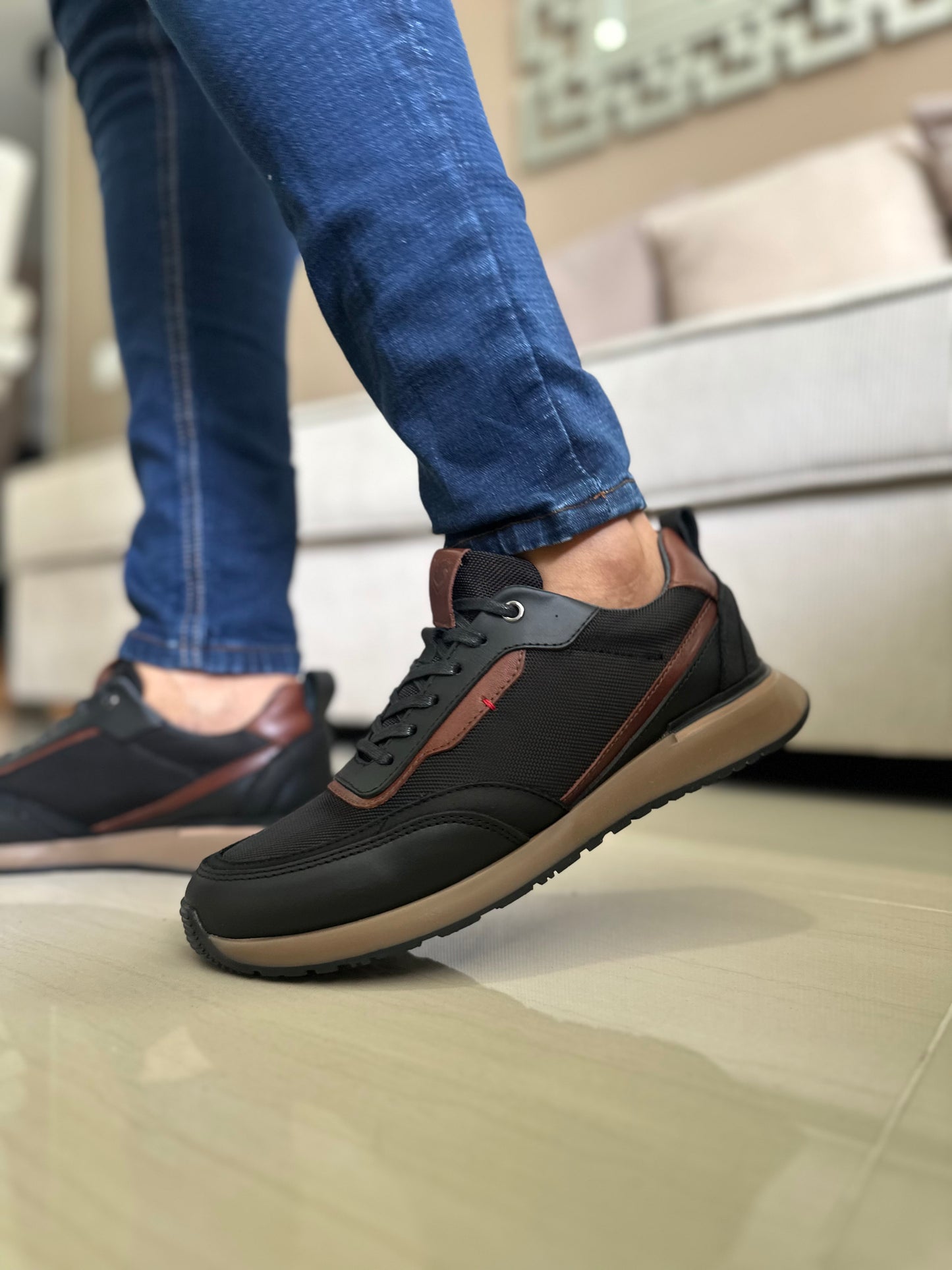 TENIS PARA HOMBRE EN CUERO NEGRO | REF BOSTON
