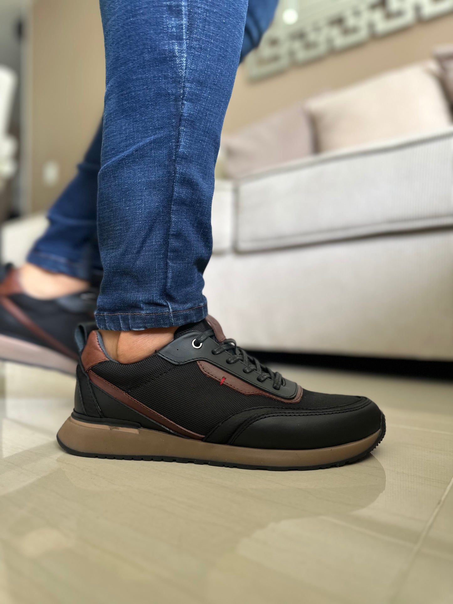 TENIS PARA HOMBRE EN CUERO NEGRO | REF BOSTON