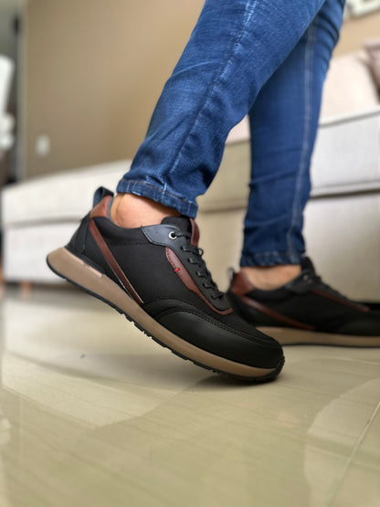 TENIS PARA HOMBRE EN CUERO NEGRO | REF BOSTON