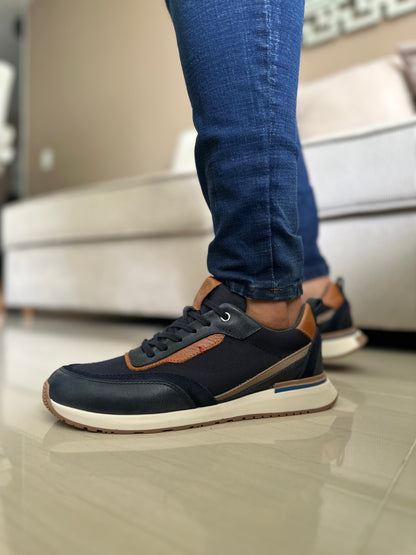 TENIS PARA HOMBRE EN CUERO AZUL | REF BOSTON