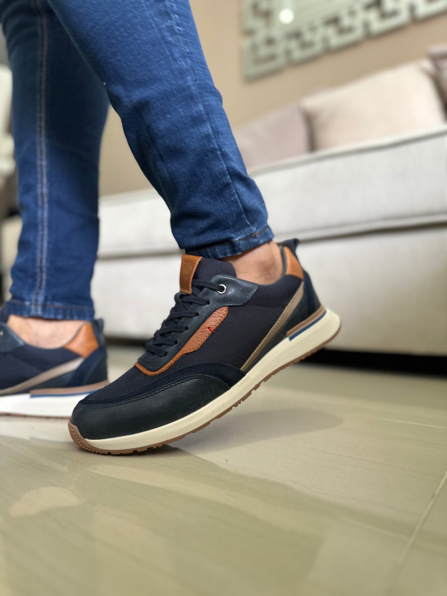 TENIS PARA HOMBRE EN CUERO AZUL | REF BOSTON