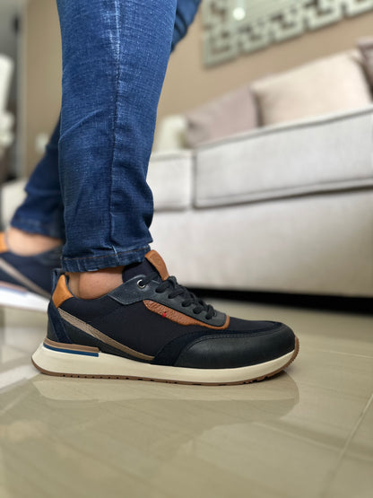 TENIS PARA HOMBRE EN CUERO AZUL | REF BOSTON