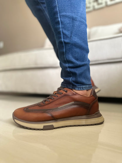 TENIS PARA HOMBRE EN CUERO MIEL TR | REF VERMONT T-008