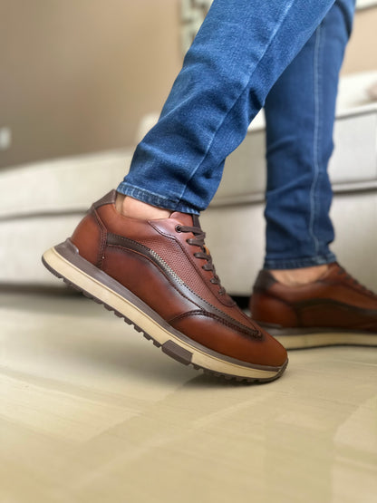TENIS PARA HOMBRE EN CUERO MIEL TR | REF VERMONT T-008