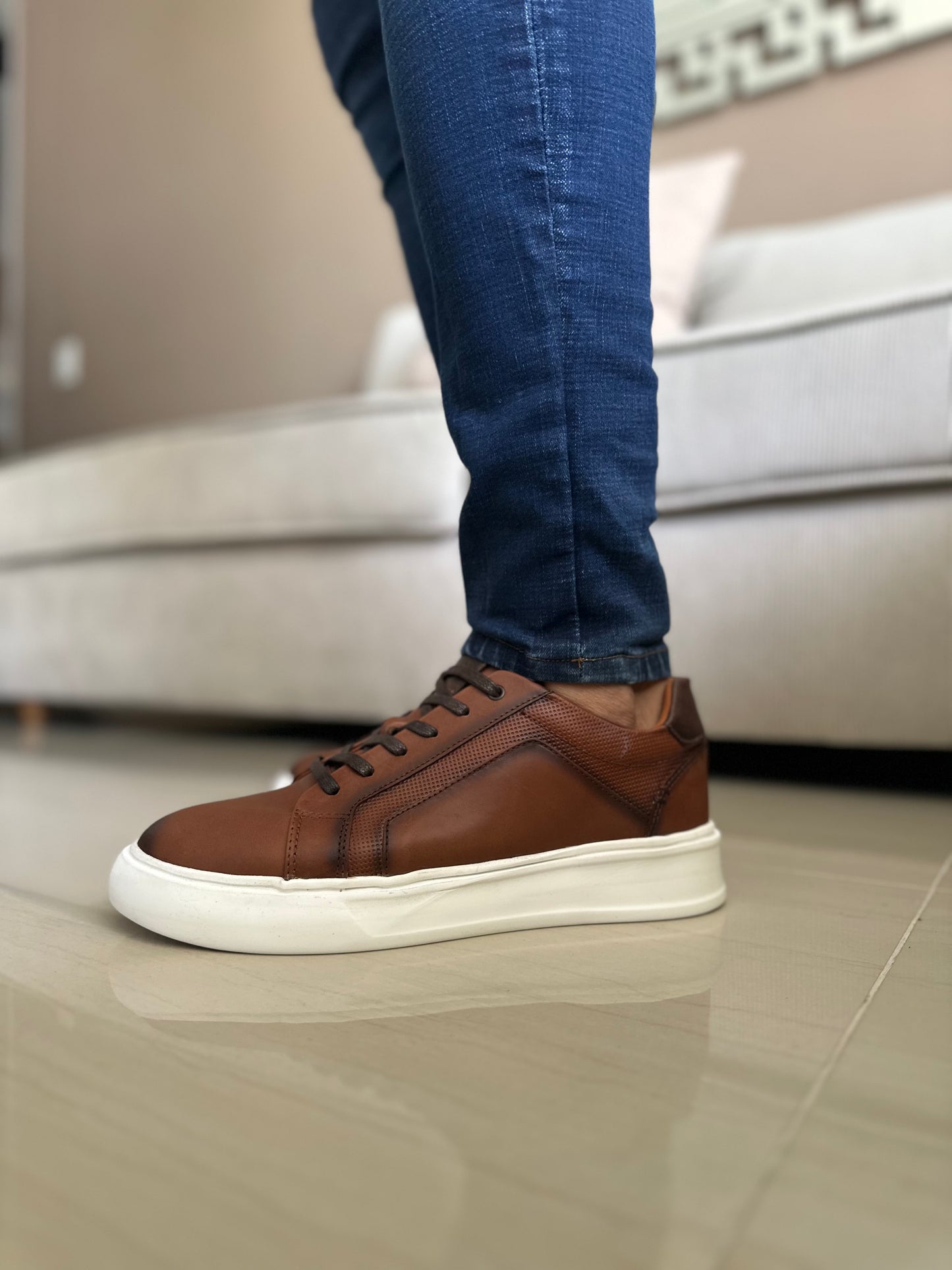 TENIS EN PARA HOMBRE EN CUERO MIEL | REF CALIFORNIA