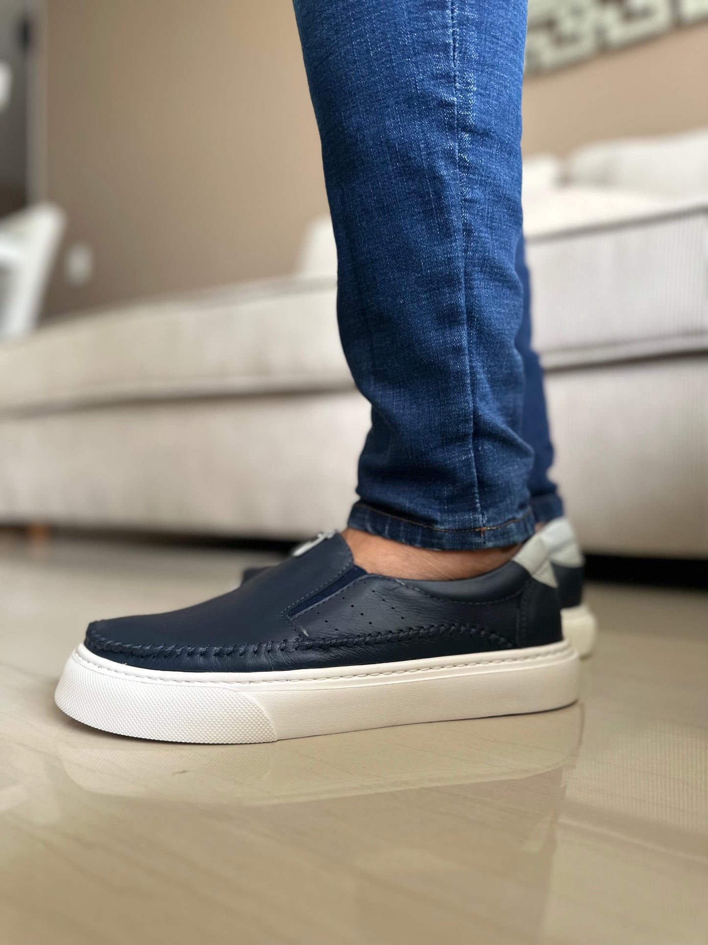 MOCASIN PARA HOMBRE EN CUERO AZUL | REF PHILADELPHIA