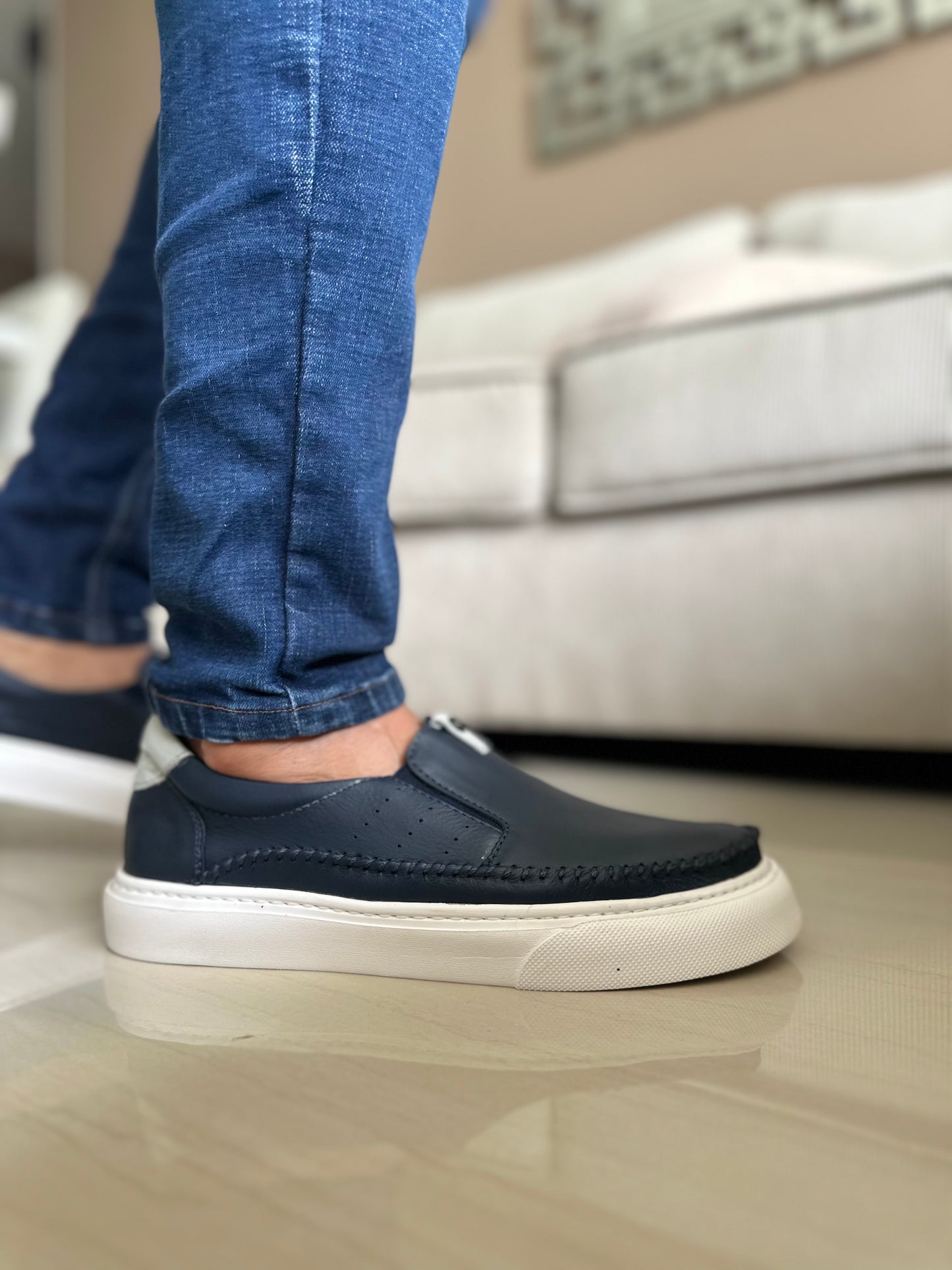 MOCASIN PARA HOMBRE EN CUERO AZUL | REF PHILADELPHIA