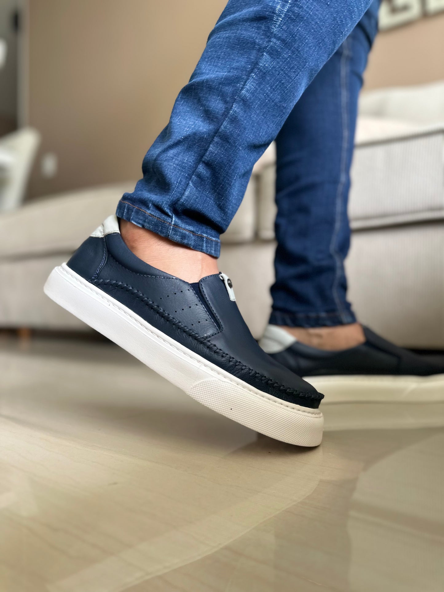MOCASIN PARA HOMBRE EN CUERO AZUL | REF PHILADELPHIA
