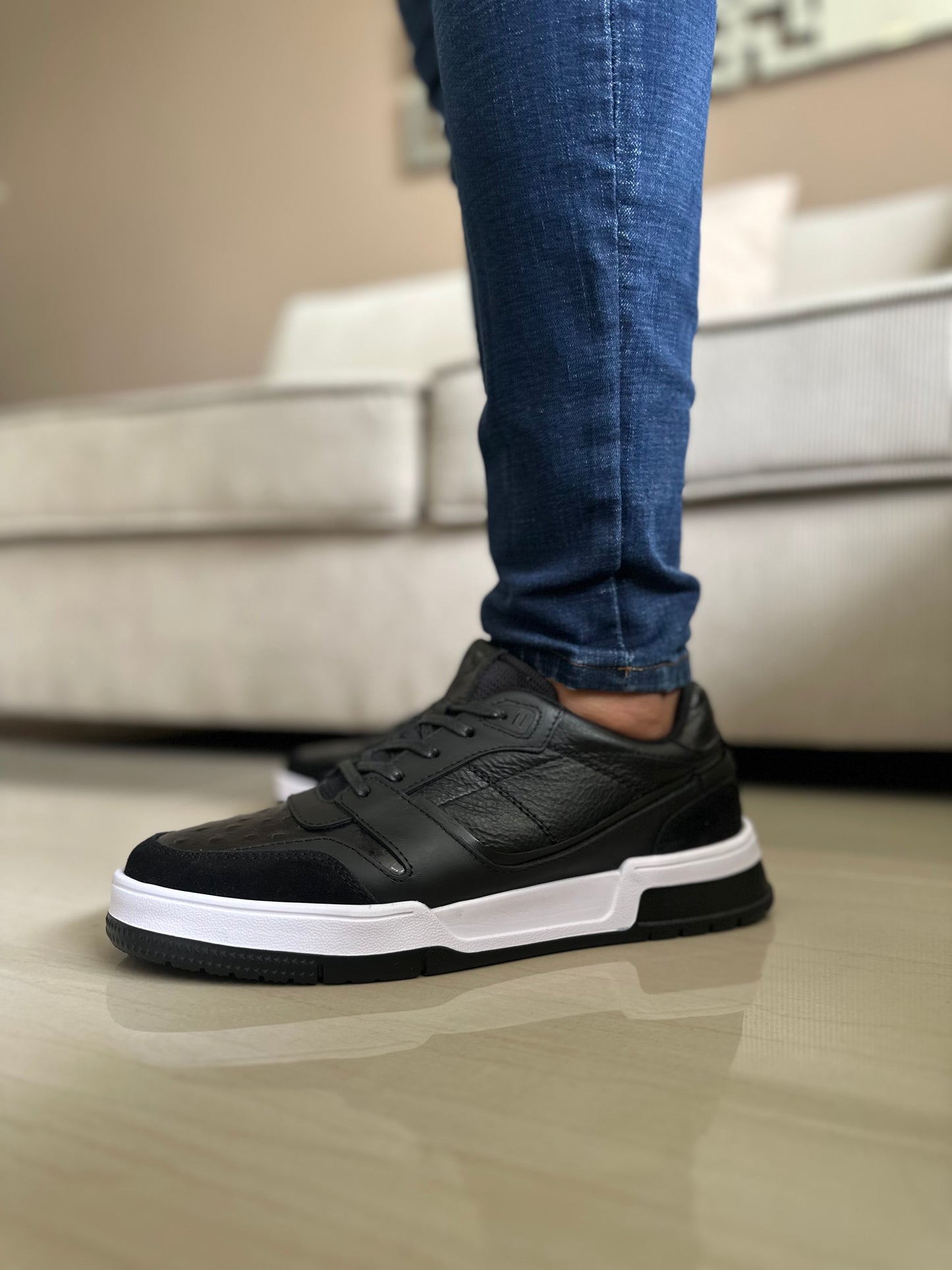 TENIS PARA HOMBRE EN CUERO NEGRO | REF OKLAHOMA