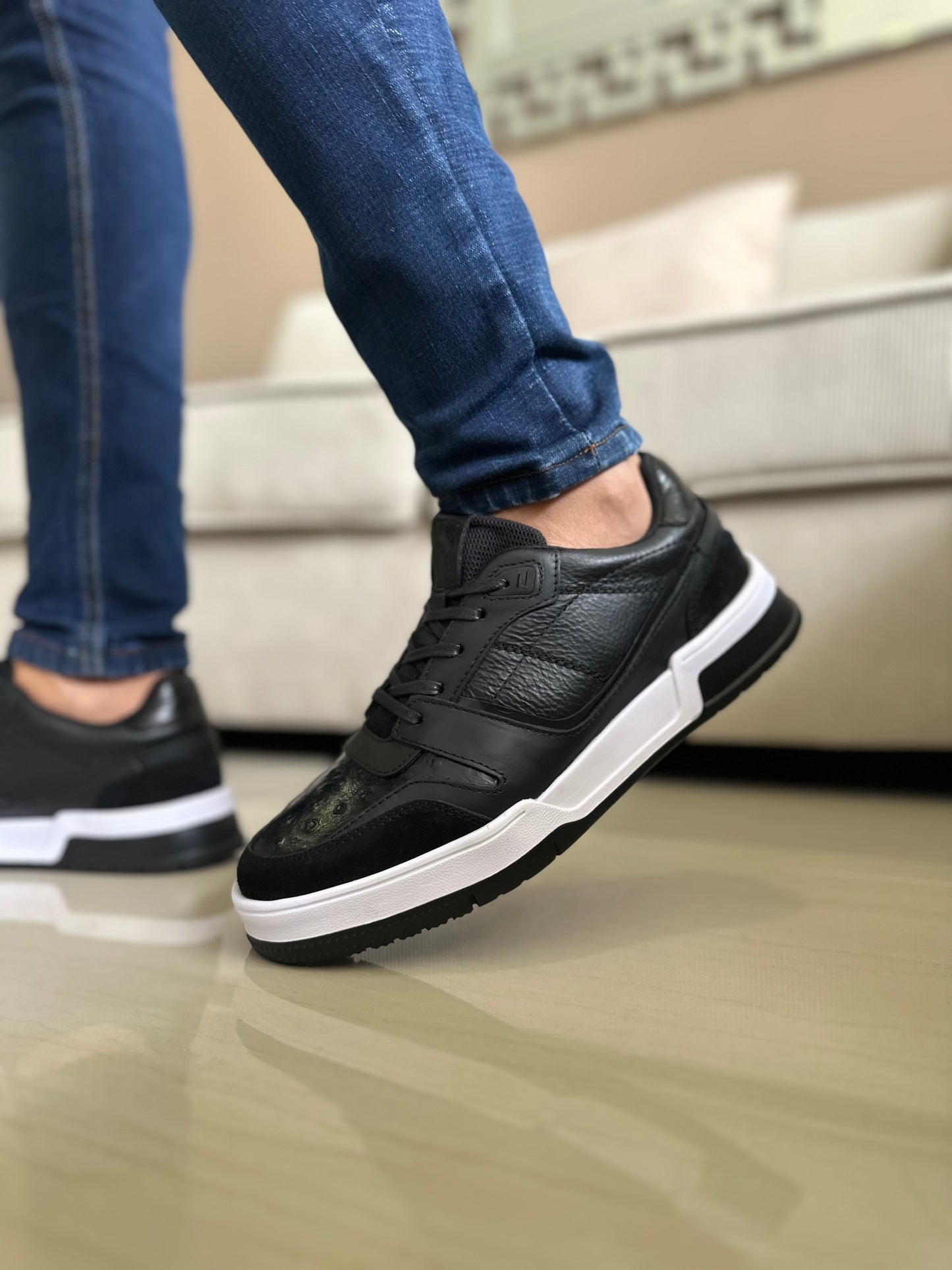 TENIS PARA HOMBRE EN CUERO NEGRO | REF OKLAHOMA