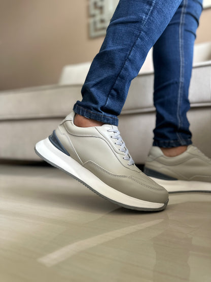 SNEAKER CUERO GRIS PARA HOMBRE | REF KARNAK