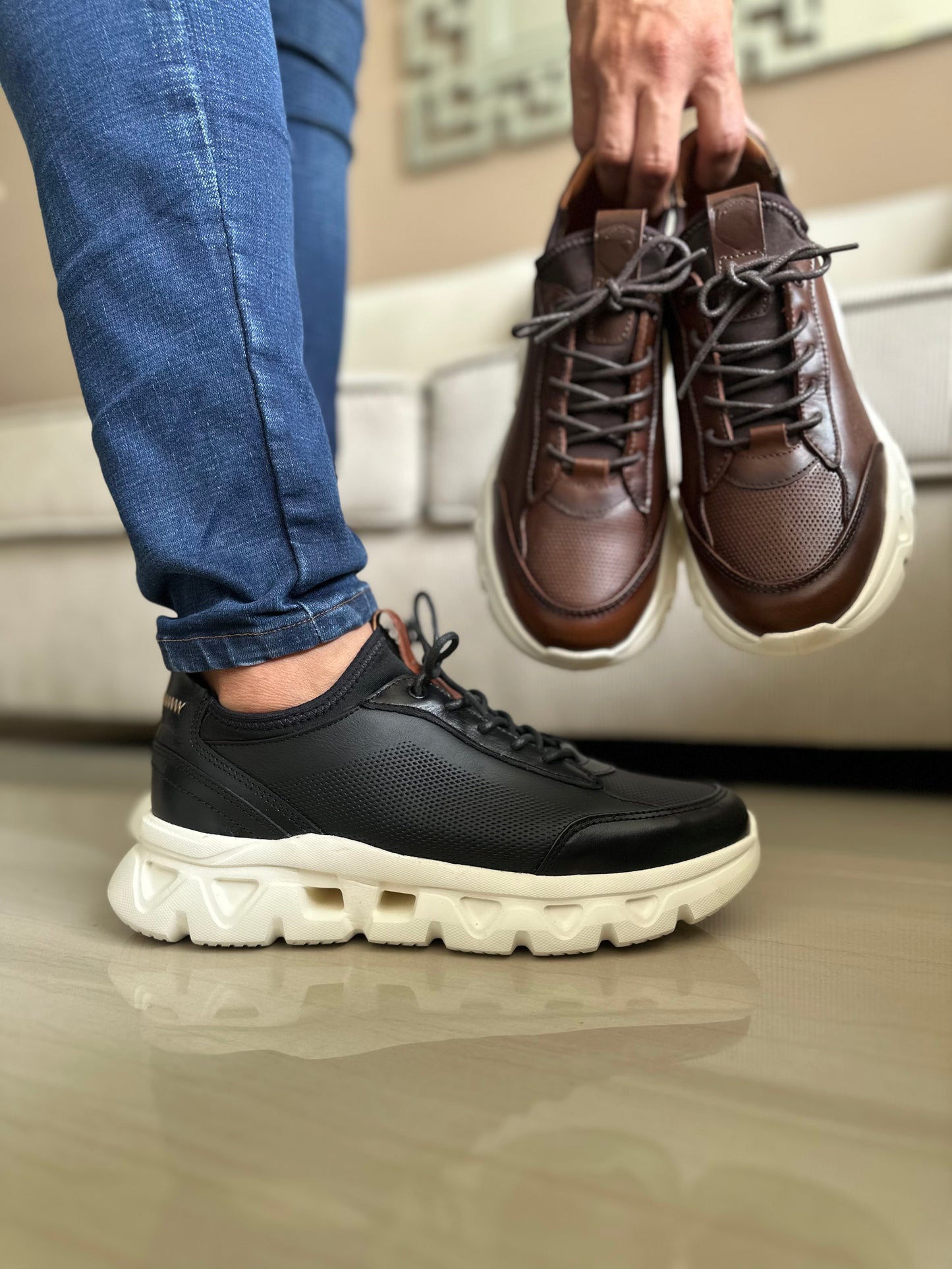 TENIS PARA HOMBRE EN CUERO NEGRO | REF OREGÓN 402